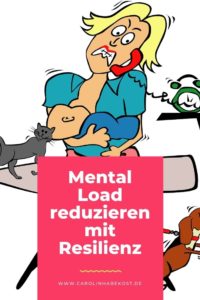 Eine Mutter die 10 sachen gleichzeitig erledigt und unter mental load leidet.